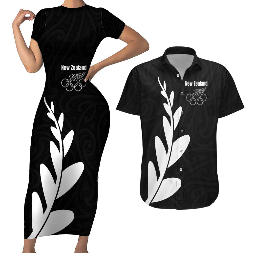 Personalised New Zealand Canoeing Special Jersey Couples Matching Short Sleeve Bodycon Dress and Hawaiian Shirt