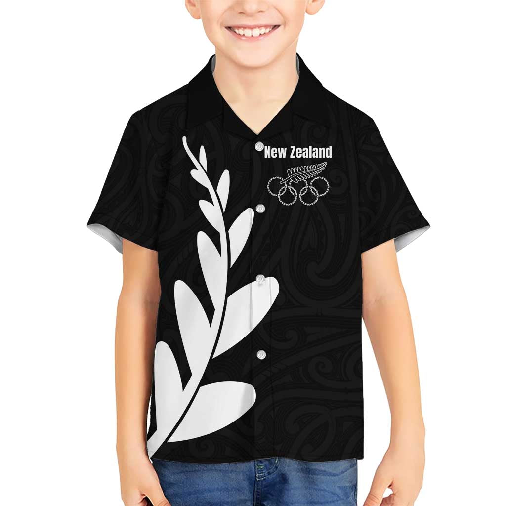 Personalised New Zealand Canoeing Special Jersey Family Matching Short Sleeve Bodycon Dress and Hawaiian Shirt LT03 Son's Shirt Black - Polynesian Pride