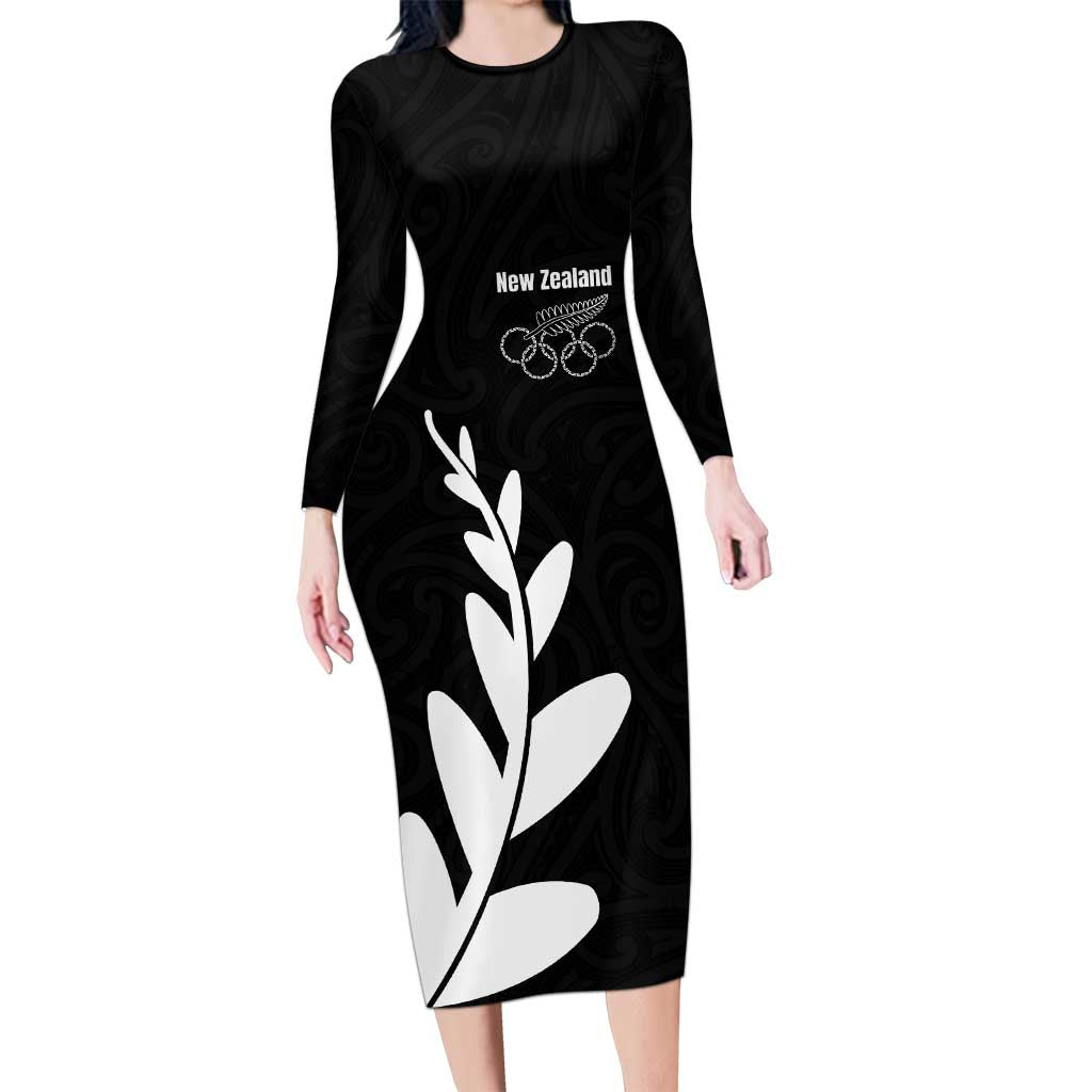 Personalised New Zealand Canoeing Special Jersey Long Sleeve Bodycon Dress