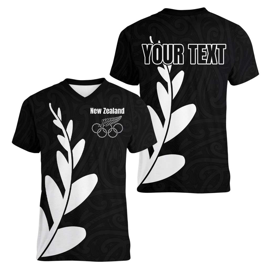 Personalised New Zealand Canoeing Special Jersey Women V-Neck T-Shirt LT03 - Polynesian Pride