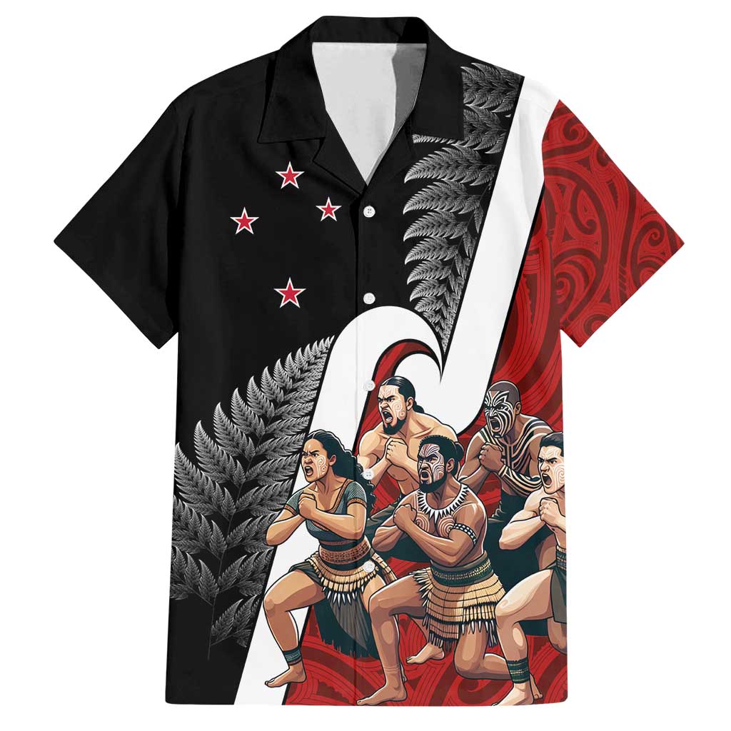 New Zealand Te Matatini Family Matching Long Sleeve Bodycon Dress and Hawaiian Shirt Kapa Haka and Silver Fern - Maori Art Pattern LT03 Dad's Shirt - Short Sleeve Black - Polynesian Pride