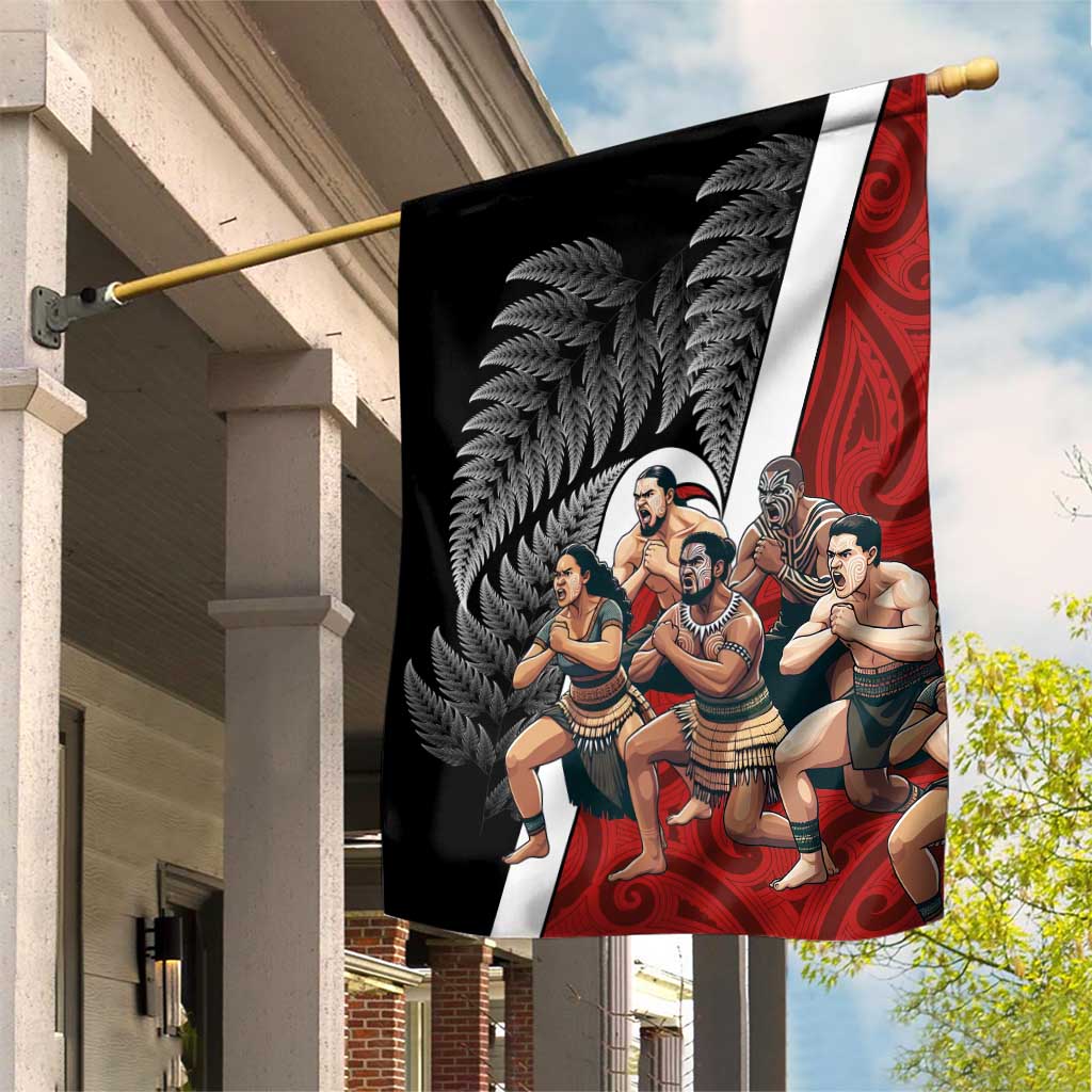 New Zealand Te Matatini Garden Flag Kapa Haka and Silver Fern - Maori Art Pattern