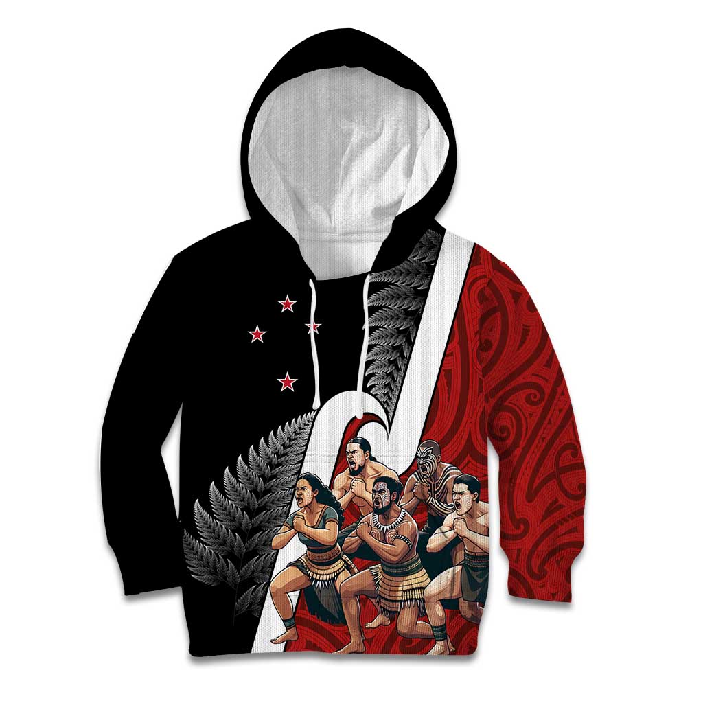 New Zealand Te Matatini Kid Hoodie Kapa Haka and Silver Fern - Maori Art Pattern