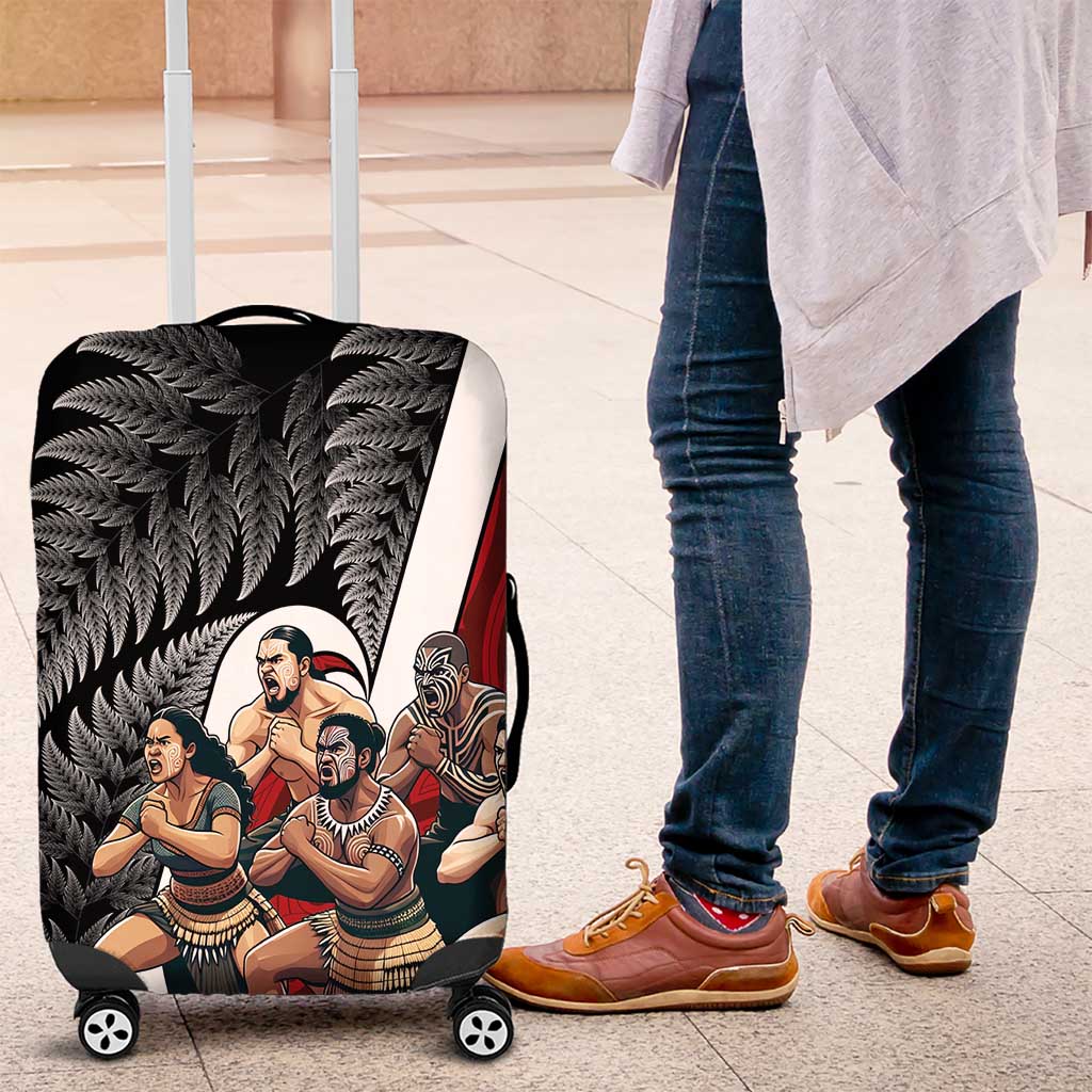 New Zealand Te Matatini Luggage Cover Kapa Haka and Silver Fern - Maori Art Pattern