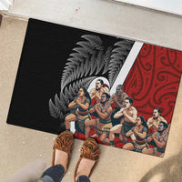 New Zealand Te Matatini Rubber Doormat Kapa Haka and Silver Fern - Maori Art Pattern LT03 - Polynesian Pride