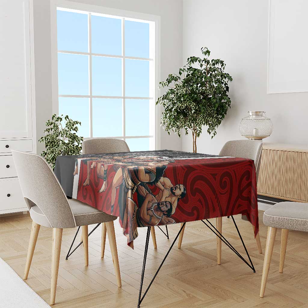 New Zealand Te Matatini Tablecloth Kapa Haka and Silver Fern - Maori Art Pattern LT03 - Polynesian Pride