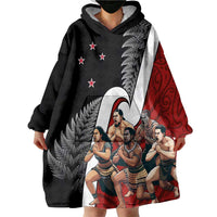 New Zealand Te Matatini Wearable Blanket Hoodie Kapa Haka and Silver Fern - Maori Art Pattern