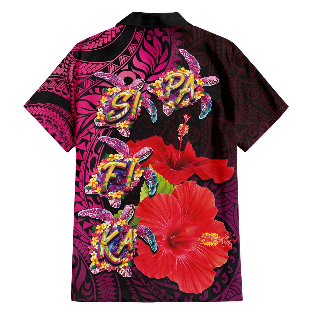 Pasifika Festival Family Matching Long Sleeve Bodycon Dress and Hawaiian Shirt Plumeria Turtles with Hibiscus - Polynesian Art Tattoo Pink Color LT03 - Polynesian Pride