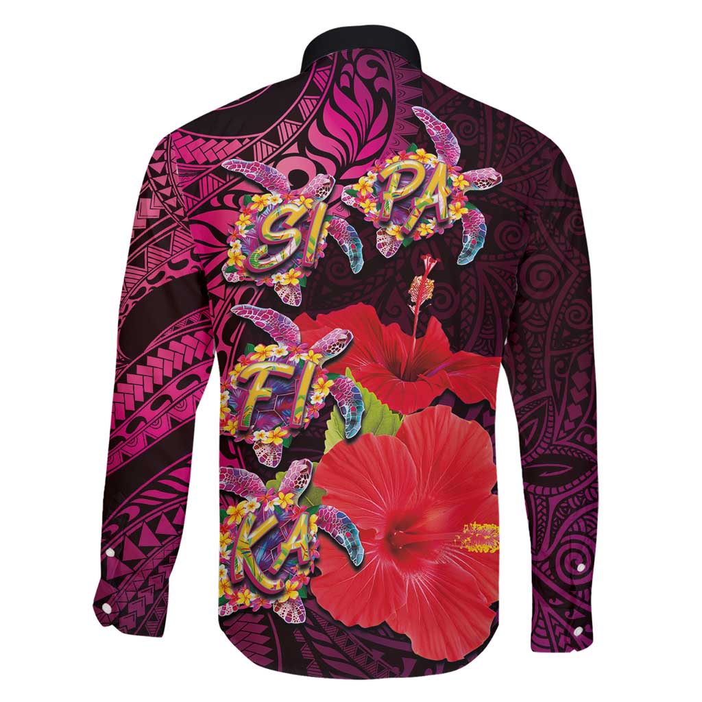 Pasifika Festival Family Matching Summer Maxi Dress and Hawaiian Shirt Plumeria Turtles with Hibiscus - Polynesian Art Tattoo Pink Color LT03 - Polynesian Pride