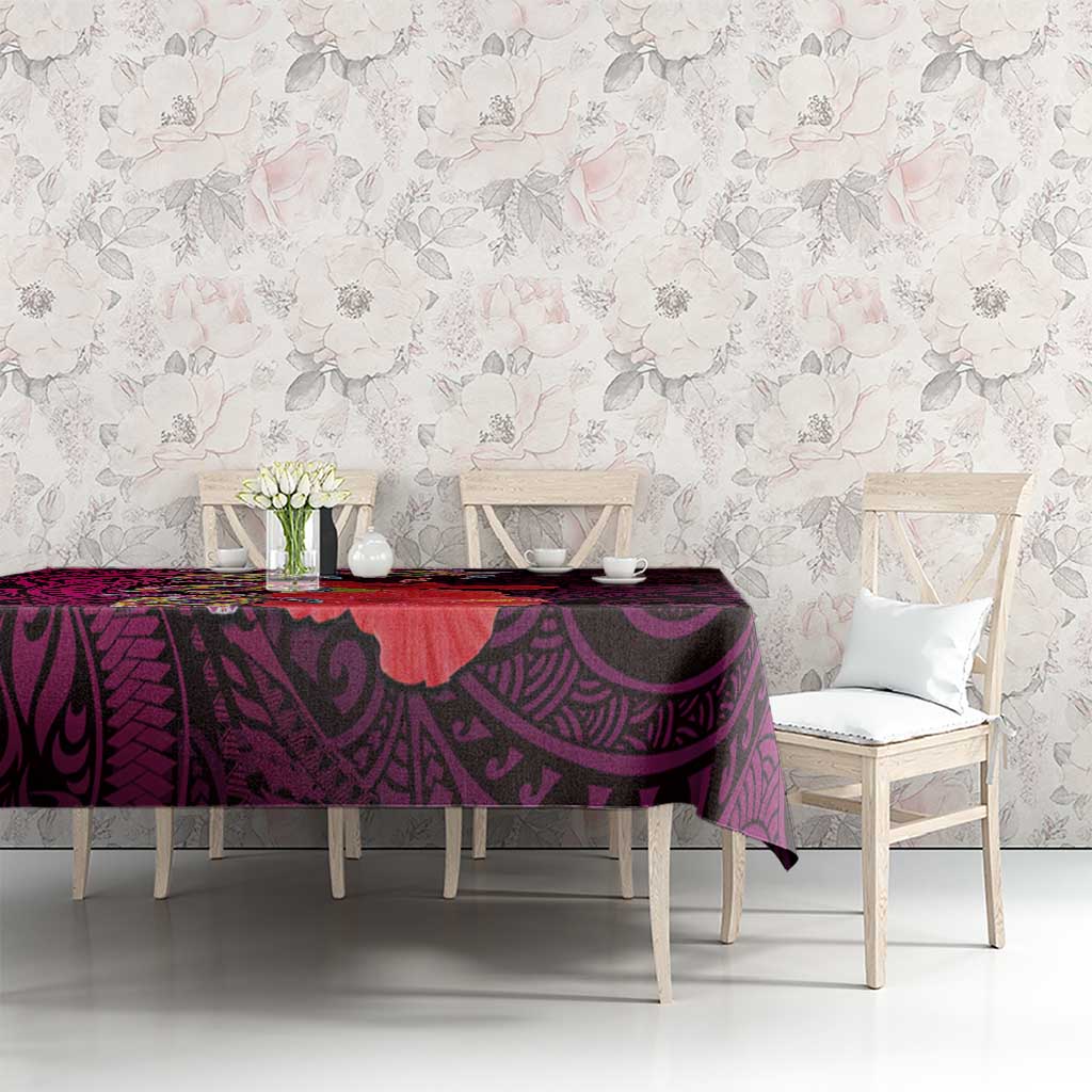 Pasifika Festival Tablecloth Plumeria Turtles with Hibiscus - Polynesian Art Tattoo Pink Color LT03 - Polynesian Pride