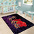 Pasifika Festival Area Rug Plumeria Turtles with Hibiscus - Polynesian Art Tattoo Purple Color