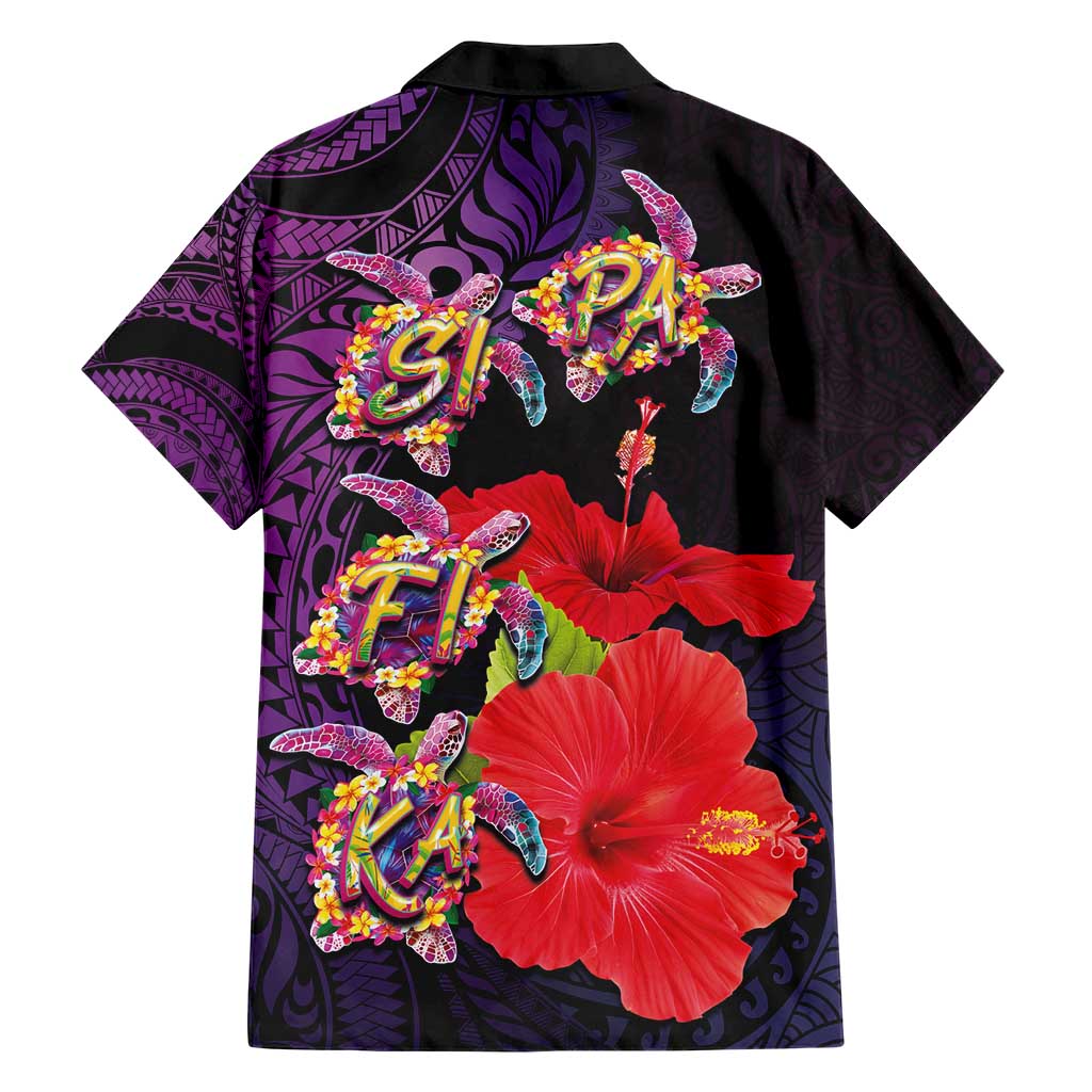 Pasifika Festival Family Matching Short Sleeve Bodycon Dress and Hawaiian Shirt Plumeria Turtles with Hibiscus - Polynesian Art Tattoo Purple Color LT03 - Polynesian Pride