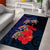 Pasifika Festival Area Rug Plumeria Turtles with Hibiscus - Polynesian Art Tattoo Dark Navy Color