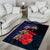 Pasifika Festival Area Rug Plumeria Turtles with Hibiscus - Polynesian Art Tattoo Dark Navy Color