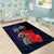 Pasifika Festival Area Rug Plumeria Turtles with Hibiscus - Polynesian Art Tattoo Dark Navy Color