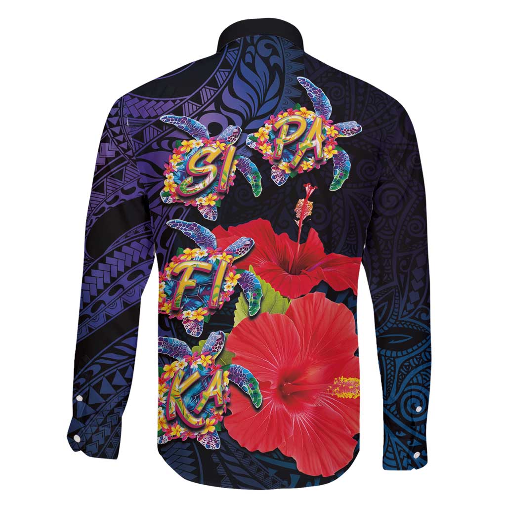 Pasifika Festival Family Matching Short Sleeve Bodycon Dress and Hawaiian Shirt Plumeria Turtles with Hibiscus - Polynesian Art Tattoo Dark Navy Color LT03 - Polynesian Pride