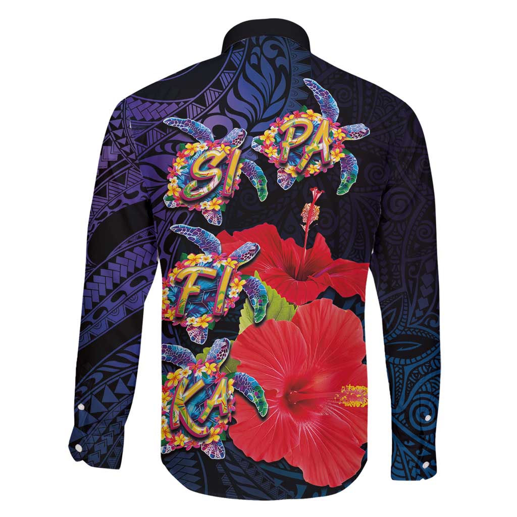 Pasifika Festival Family Matching Tank Maxi Dress and Hawaiian Shirt Plumeria Turtles with Hibiscus - Polynesian Art Tattoo Dark Navy Color LT03 - Polynesian Pride