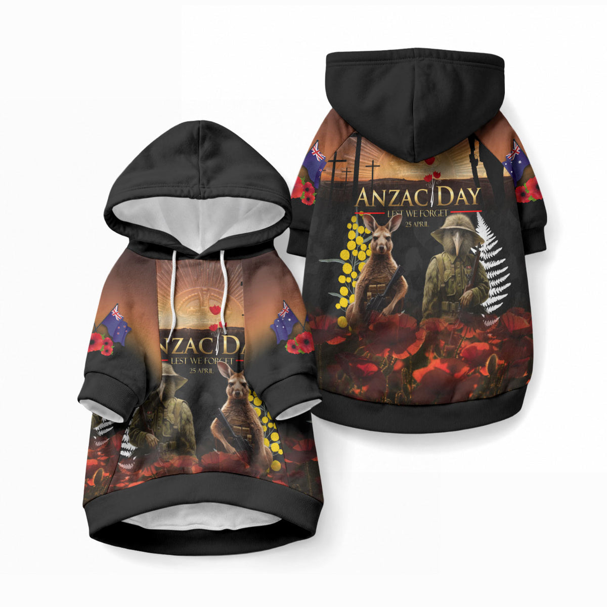 New Zealand and Australia ANZAC Day Pet Hoodie