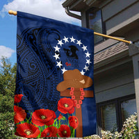 Cook Islands ANZAC Day Garden Flag Soldier Paying Respect We Shall Remember Them LT03 - Polynesian Pride