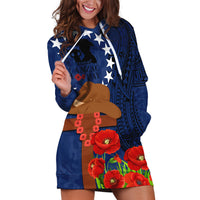 Cook Island ANZAC Day Hoodie Dress Soldier Paying Respect We Shall Remember Them LT03 Blue - Polynesian Pride