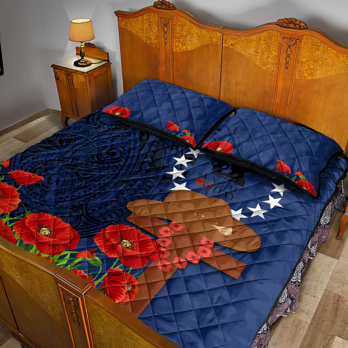 Cook Islands ANZAC Day Quilt Bed Set Soldier Paying Respect We Shall Remember Them LT03 - Polynesian Pride