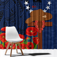 Cook Islands ANZAC Day Window Curtain Soldier Paying Respect We Shall Remember Them LT03 - Polynesian Pride