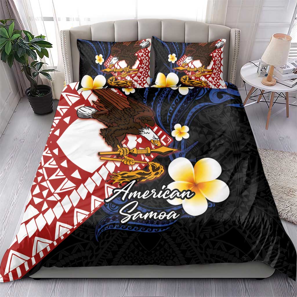 American Samoa Flag Day Bedding Set Polynesian Tatau Art and Plumeria