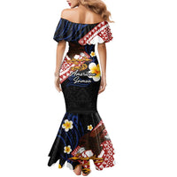 American Samoa Flag Day Family Matching Mermaid Dress and Hawaiian Shirt Polynesian Tatau Art and Plumeria