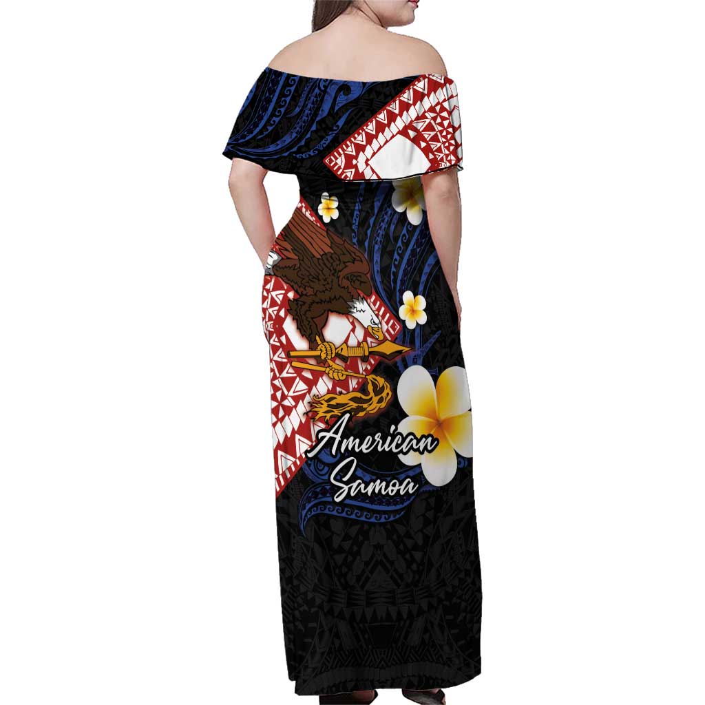 American Samoa Flag Day Family Matching Off Shoulder Maxi Dress and Hawaiian Shirt Polynesian Tatau Art and Plumeria