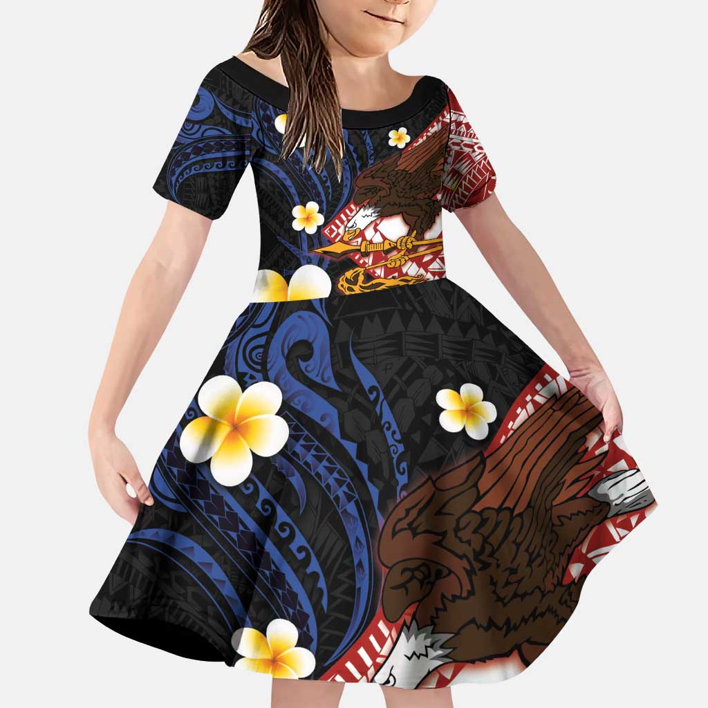 American Samoa Flag Day Family Matching Puletasi and Hawaiian Shirt Polynesian Tatau Art and Plumeria