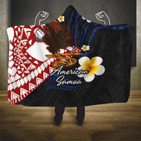 American Samoa Flag Day Hooded Blanket Polynesian Tatau Art and Plumeria