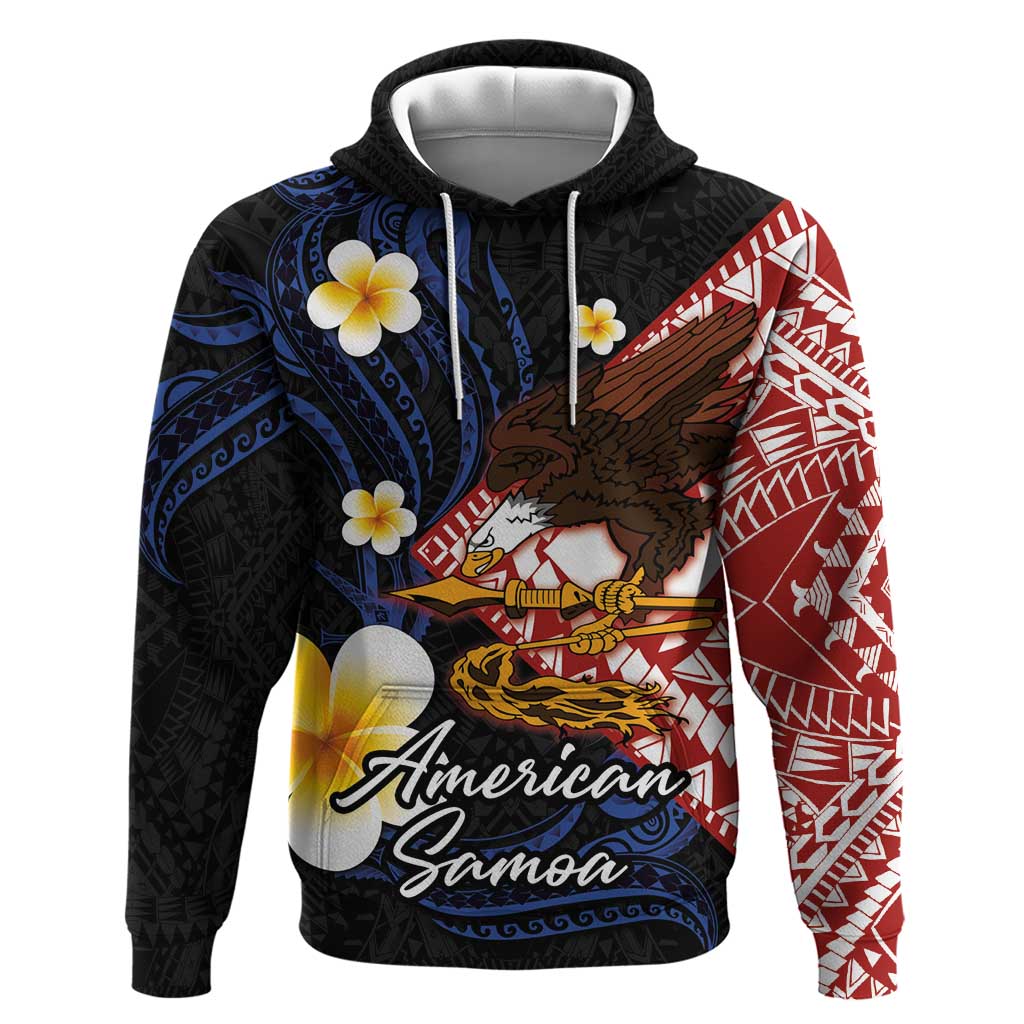 American Samoa Flag Day Hoodie Polynesian Tatau Art and Plumeria