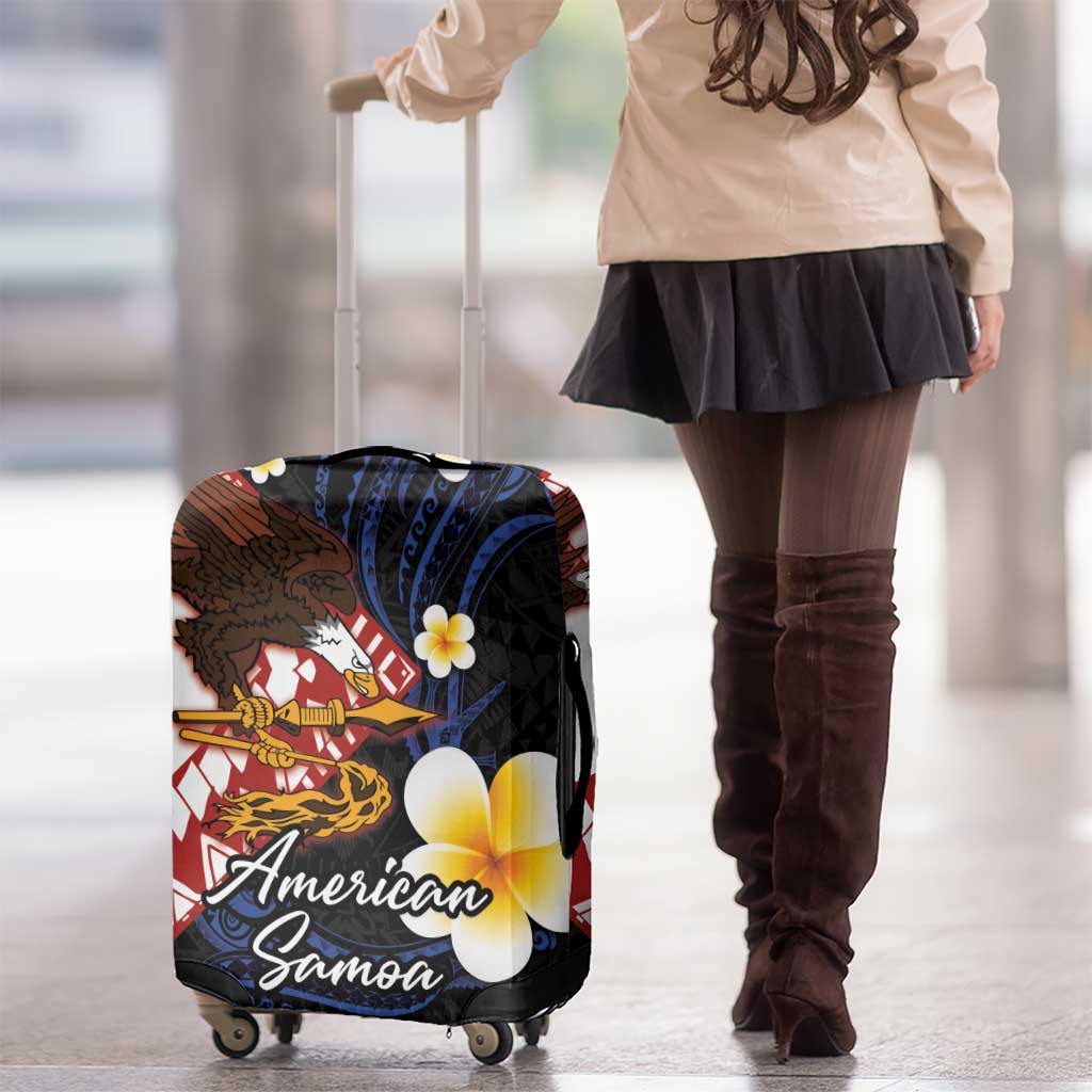 American Samoa Flag Day Luggage Cover Polynesian Tatau Art and Plumeria