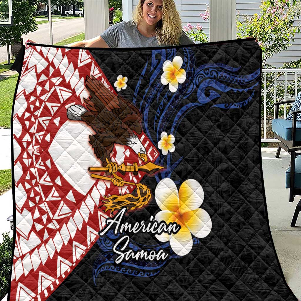 American Samoa Flag Day Quilt Polynesian Tatau Art and Plumeria