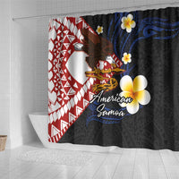 American Samoa Flag Day Shower Curtain Polynesian Tatau Art and Plumeria