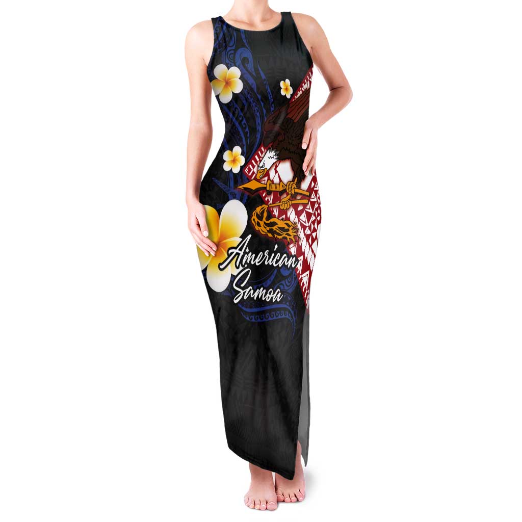 American Samoa Flag Day Tank Maxi Dress Polynesian Tatau Art and Plumeria