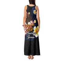 American Samoa Flag Day Tank Maxi Dress Polynesian Tatau Art and Plumeria