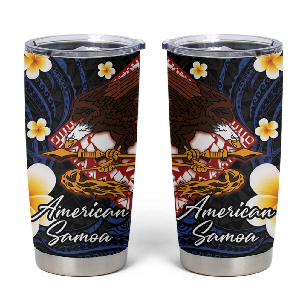American Samoa Flag Day Tumbler Cup Polynesian Tatau Art and Plumeria LT03 Black - Polynesian Pride