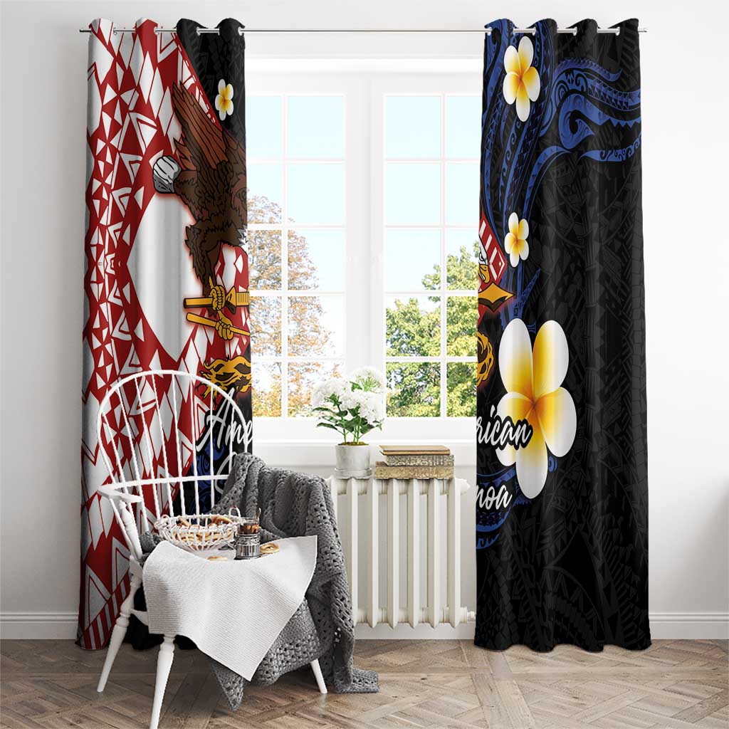 American Samoa Flag Day Window Curtain Polynesian Tatau Art and Plumeria