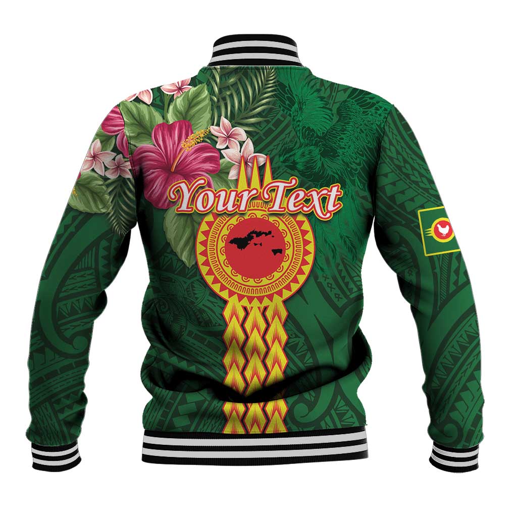 Personalised Manuʻa Islands Baseball Jacket Polynesian Style with Rooster Tattoo and Tropical Plants LT03 - Polynesian Pride