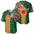 Manuʻa Islands Baseball Jersey Polynesian Style with Rooster Tattoo and Tropical Plants