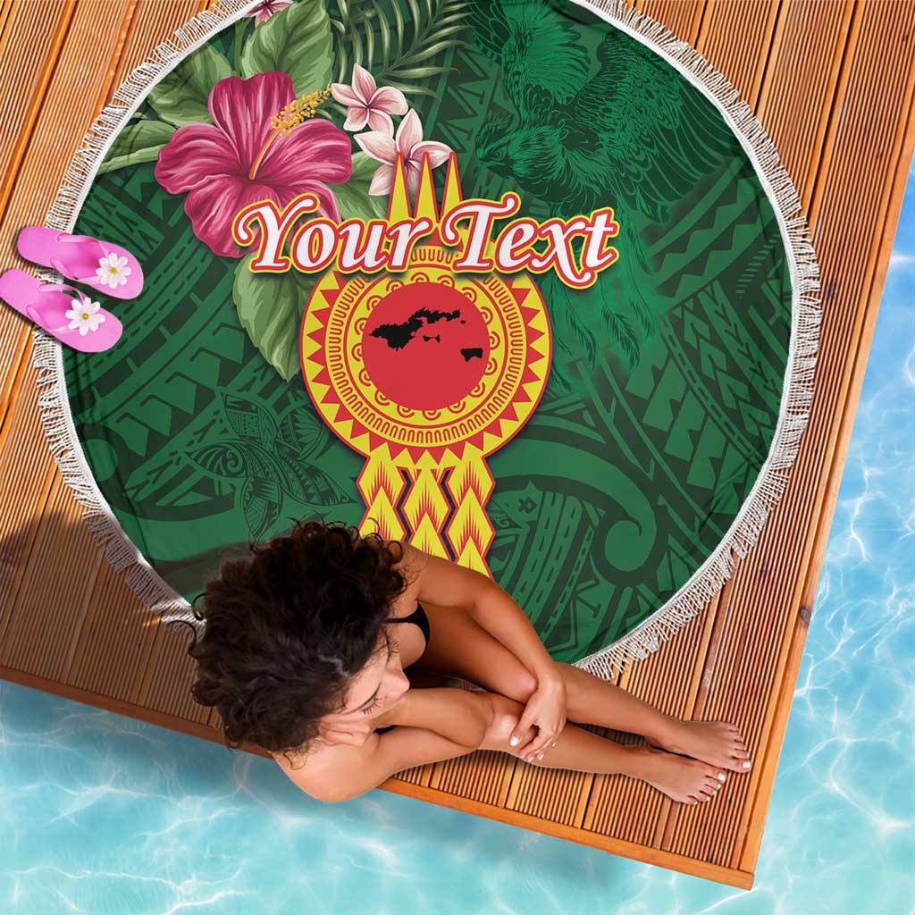 Manuʻa Islands Beach Blanket Polynesian Style with Rooster Tattoo and Tropical Plants
