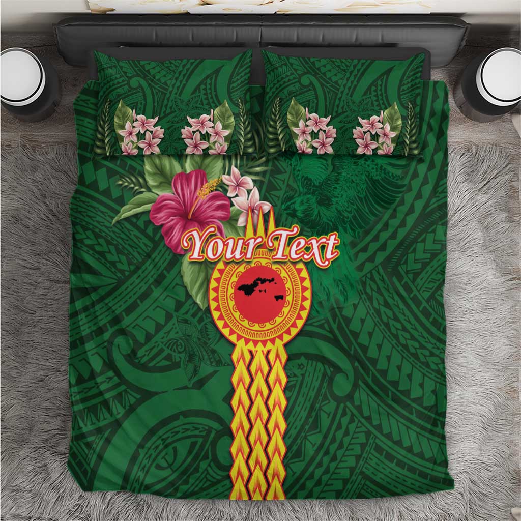 Manuʻa Islands Bedding Set Polynesian Style with Rooster Tattoo and Tropical Plants