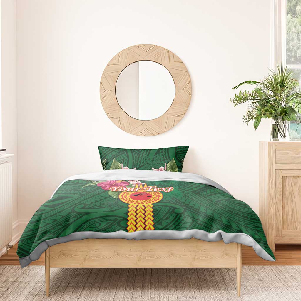 Manuʻa Islands Bedding Set Polynesian Style with Rooster Tattoo and Tropical Plants
