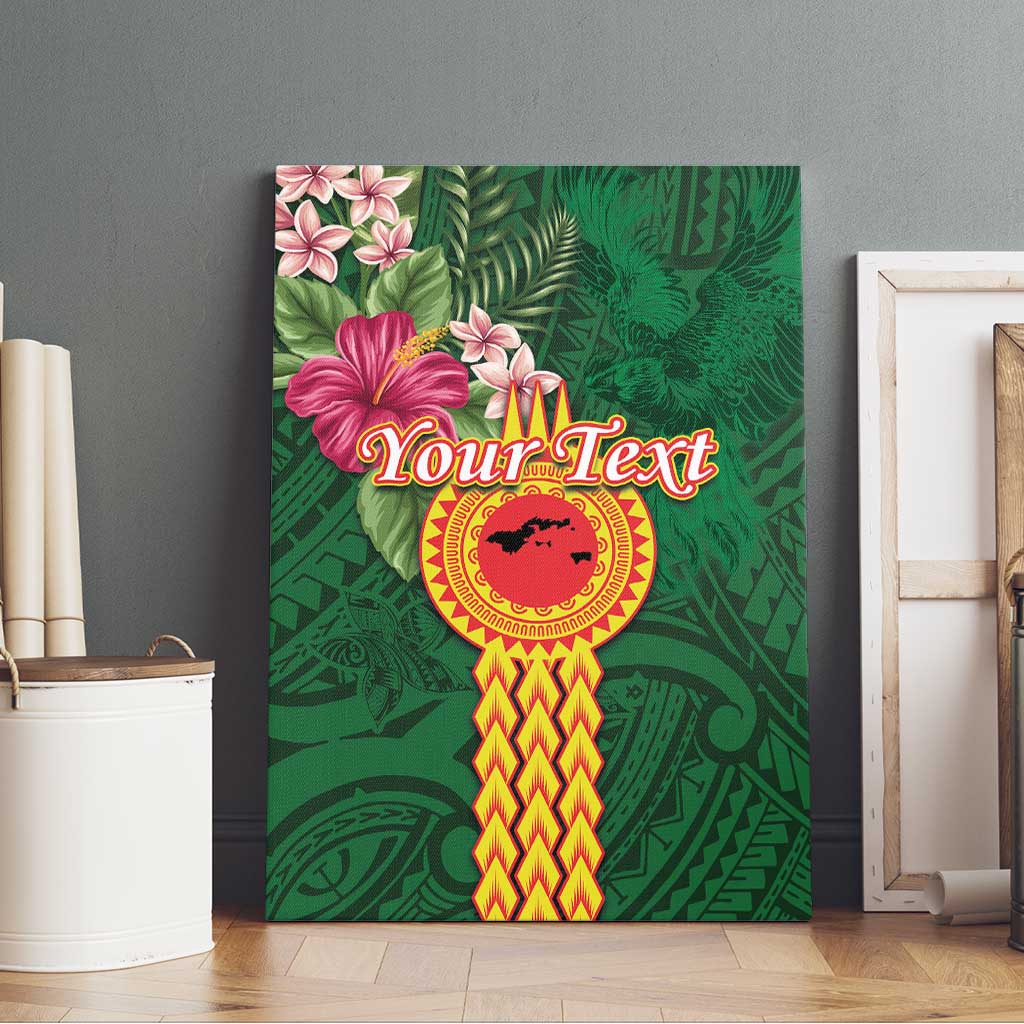 Manuʻa Islands Canvas Wall Art Polynesian Style with Rooster Tattoo and Tropical Plants