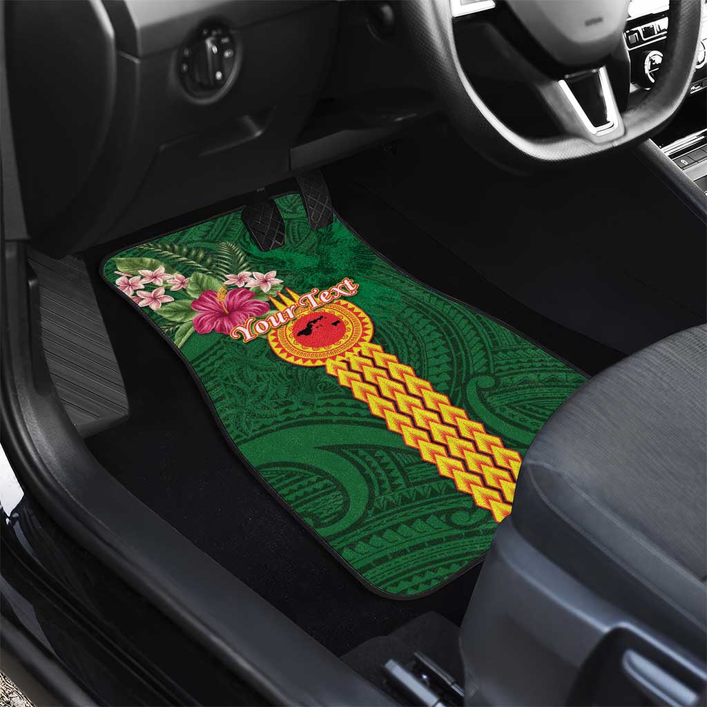 Manuʻa Islands Car Mats Polynesian Style with Rooster Tattoo and Tropical Plants
