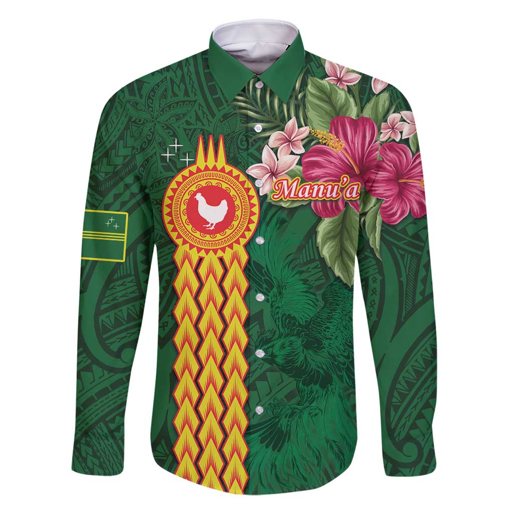 Manuʻa Islands Family Matching Tank Maxi Dress and Hawaiian Shirt Polynesian Style with Rooster Tattoo and Tropical Plants