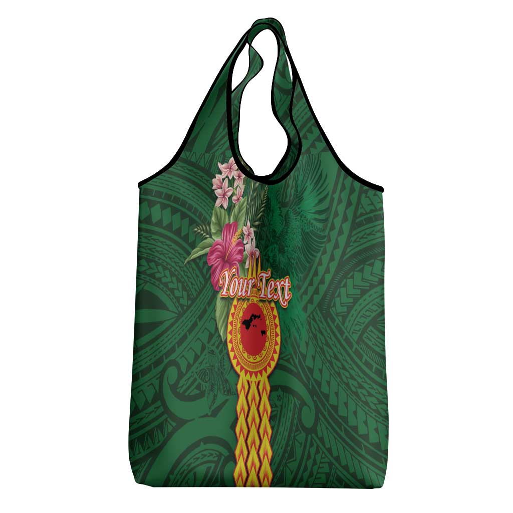 Personalised Manuʻa Islands Grocery Bag Polynesian Style with Rooster Tattoo and Tropical Plants LT03 - Polynesian Pride