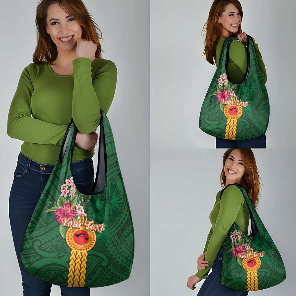 Personalised Manuʻa Islands Grocery Bag Polynesian Style with Rooster Tattoo and Tropical Plants LT03 - Polynesian Pride