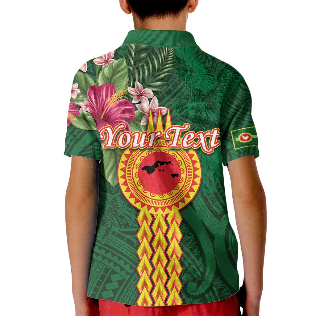 Personalised Manuʻa Islands Kid Polo Shirt Polynesian Style with Rooster Tattoo and Tropical Plants LT03 - Polynesian Pride